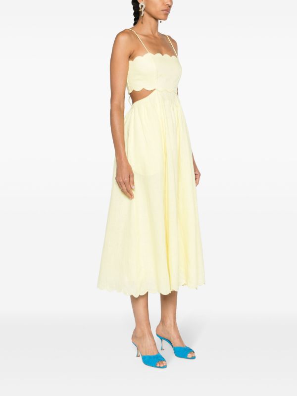 ZIMMERMANN Pale Yellow Cut-Out Sides Linen Maxi Dress | Browns Day Dresses