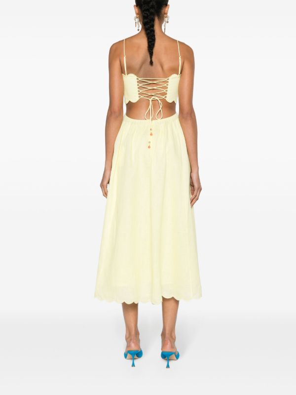 ZIMMERMANN Pale Yellow Cut-Out Sides Linen Maxi Dress | Browns Day Dresses