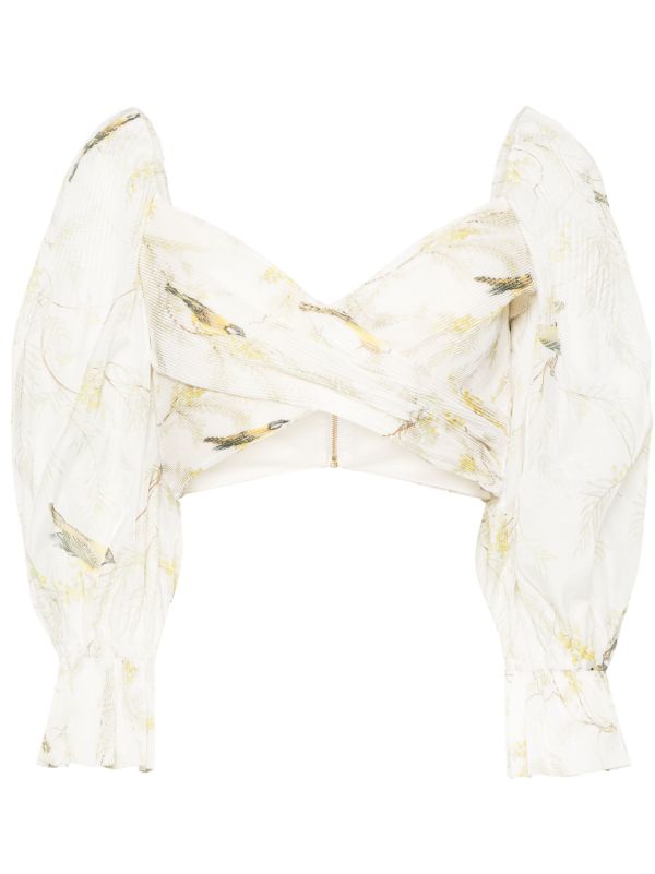 ZIMMERMANN White Pleated Cropped Blouse | Browns Blouses
