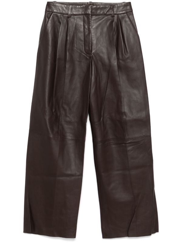 ZIMMERMANN wide-leg leather trousers | Browns Straight-Leg Pants