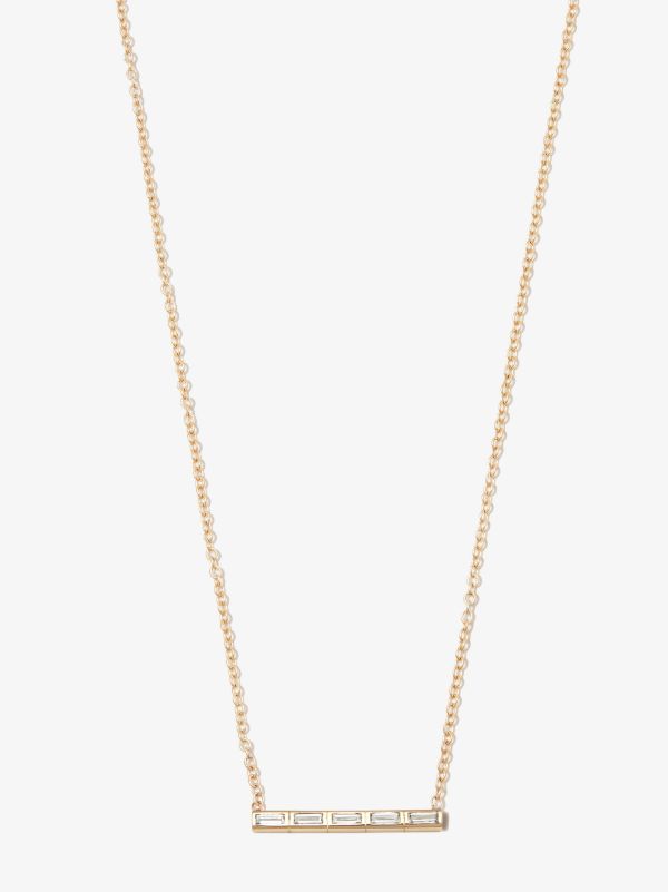 Zoë Chicco 14K Yellow Gold Baguette Five Diamond Bar Necklace | Browns Fine Necklaces