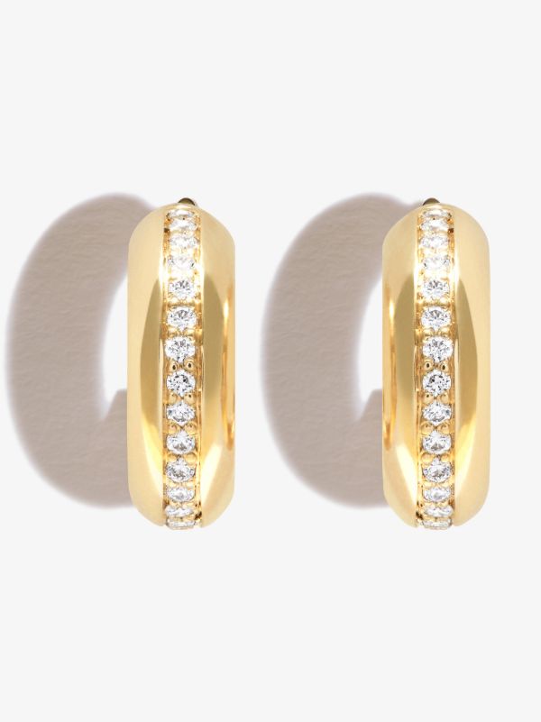 Zoë Chicco 14K yellow gold chubby diamond huggie hoop earrings | Browns Fine Earrings