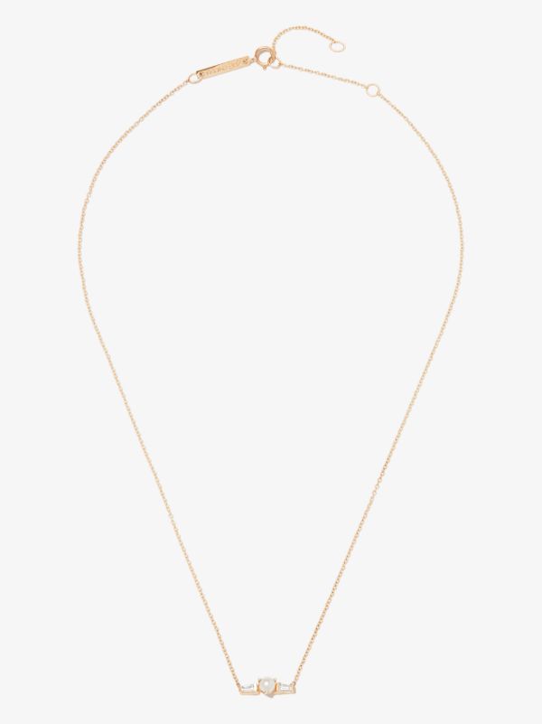 Zoë Chicco 14K Yellow Gold Tapered Diamond And Pearl Necklace | Browns Fine Necklaces